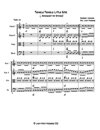 Twinkle, Twinkle (String Quartet ) (arr. Lincy Mary Varghese)