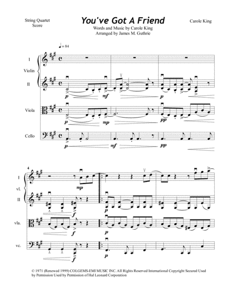 You've Got A Friend (arr. James M. Guthrie, ASCAP)