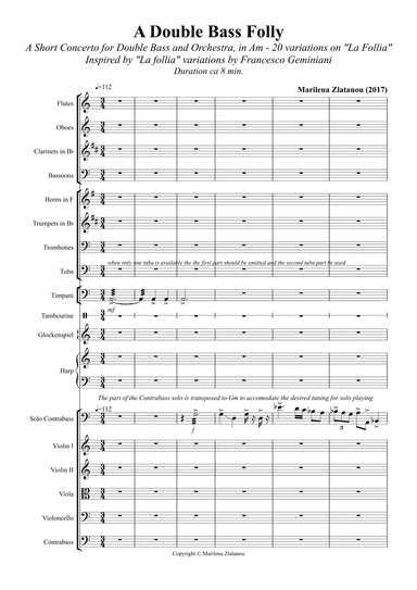 A DOUBLE BASS FOLLY, A Short Concerto for Double Bass and Orchestra