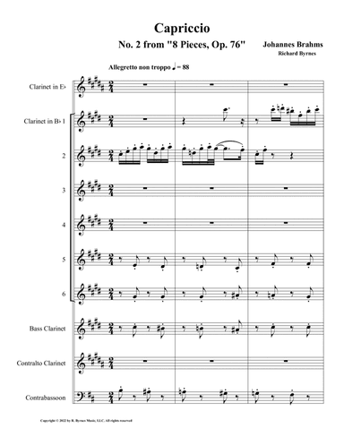 Capriccio No. 2, Op. 76 (Clarinet Nonet + Contrabassoon) (arr. Richard Byrnes)