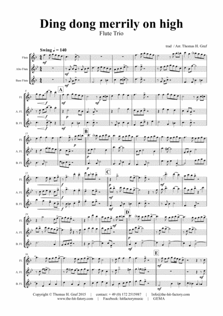 Ding dong merrily on high - Swing - Flute Trio (arr. Thomas H. Graf)
