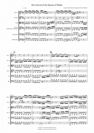 Arrival of the Queen of Sheba for String Orchestra (arr. David Burndrett)