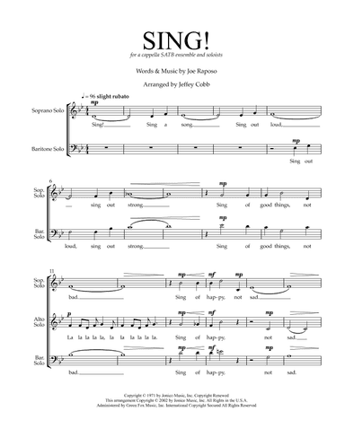 Sing (arr. Jeffrey Cobb)