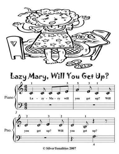 Lazy Mary Will You Get Up Beginner Piano Sheet Music (arr. SilverTonalities)