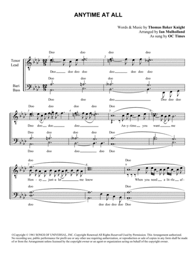 Anytime At All (arr. Ian Mulholland)