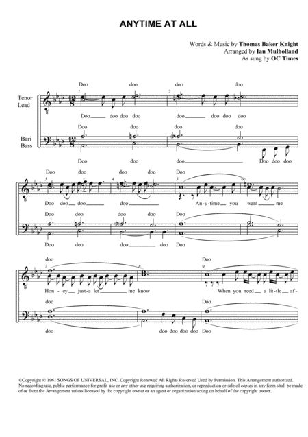 Anytime At All (arr. Ian Mulholland)
