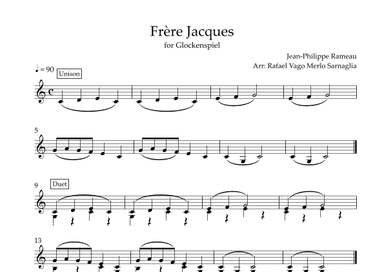 Frère Jacques for Glockenspiel (arr. Rafael Vago Merlo Sarnaglia)