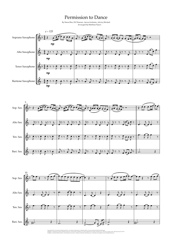 Permission To Dance (arr. Matthew pyeon)