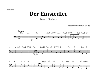 Der Einsiedler by Schumann for Bassoon and Chords (arr. Langanho)