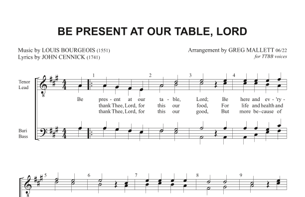 Be Present At Our Table, Lord (arr. Greg Mallett)