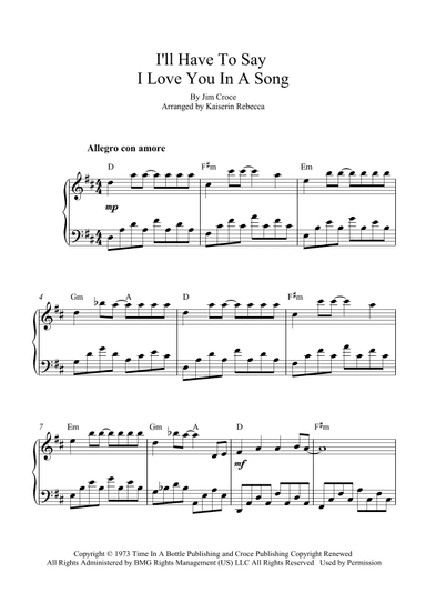 I'll Have To Say I Love You In A Song (arr. Kaiserin Rebecca)