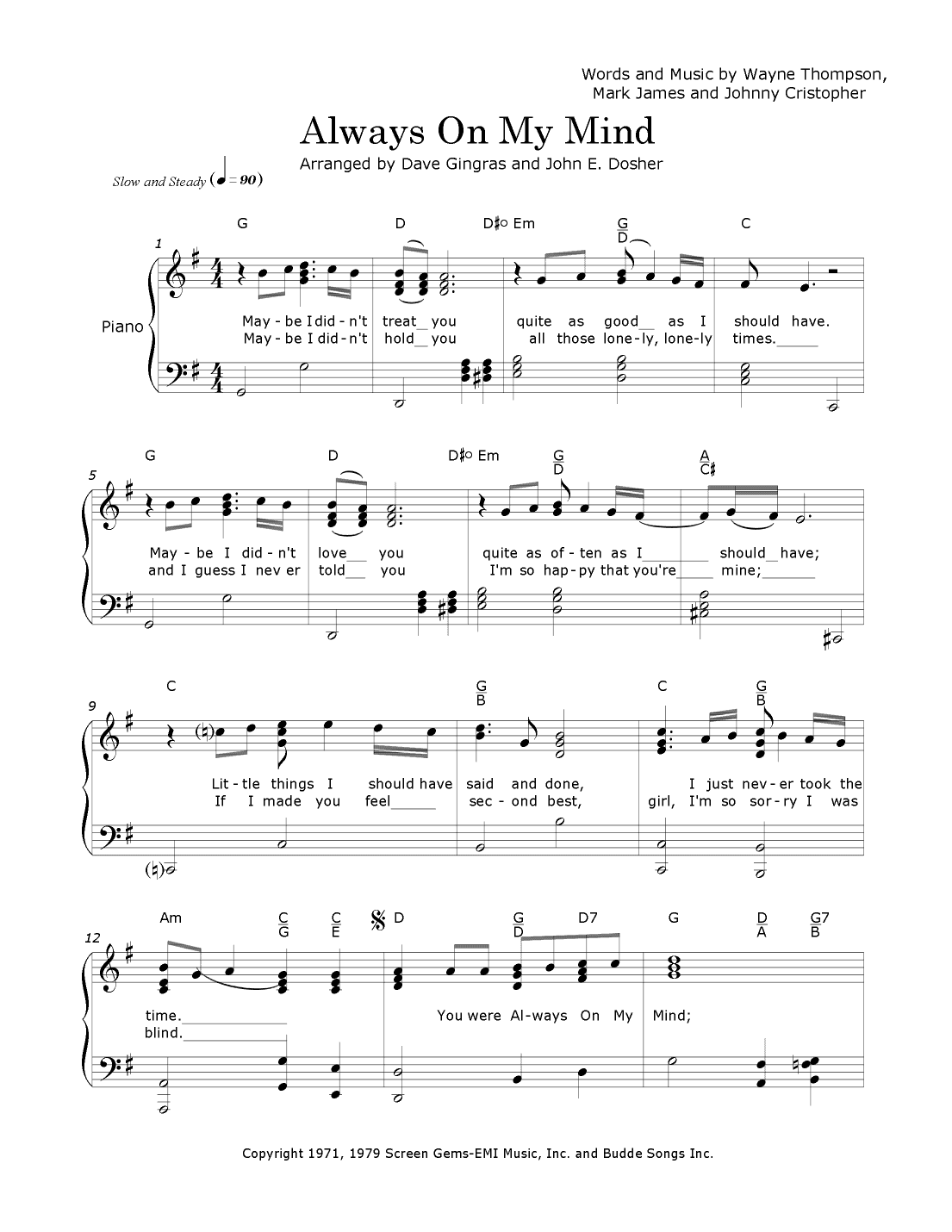 Always On My Mind (arr. Dave Gingras and John E. Dosher)