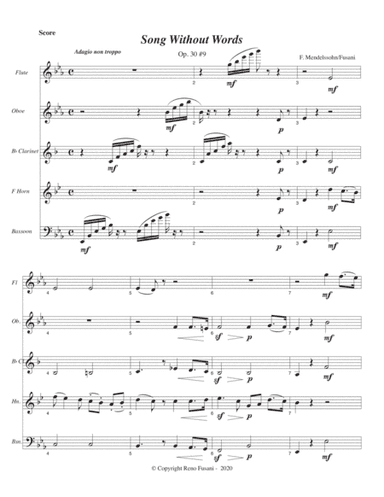 Two Songs Without Words (for Woodwind Quintet) (arr. Reno Fusani)