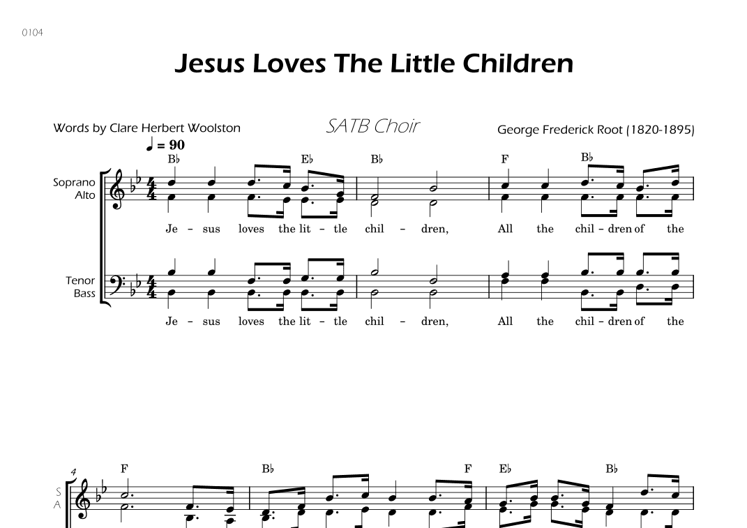 Jesus Loves The Little Children - SATB Choir - W/Chords (arr. César Madeira)