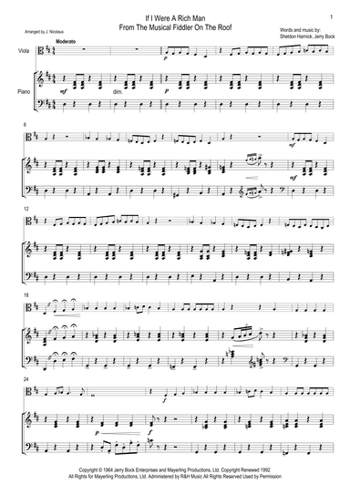 If I Were A Rich Man (arr. John Nicolaus)