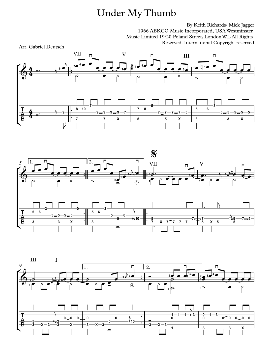 Under My Thumb (arr. Gabriel Deutsch)