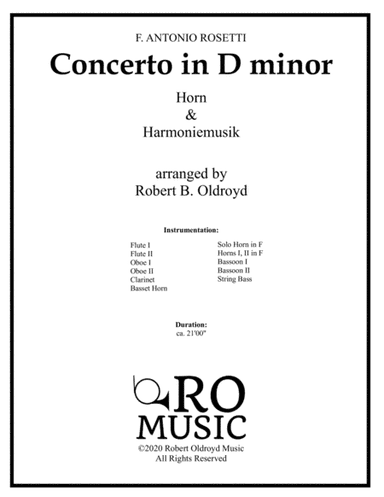 Concerto in D minor for Horn and Harmoniemusik (arr. Robert Oldroyd)