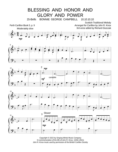 25B. Blessing and Honor and Glory and Power (BONNIE GEORGE CAMPBELL) (arr. John R. Knox & Richard Giszczak)