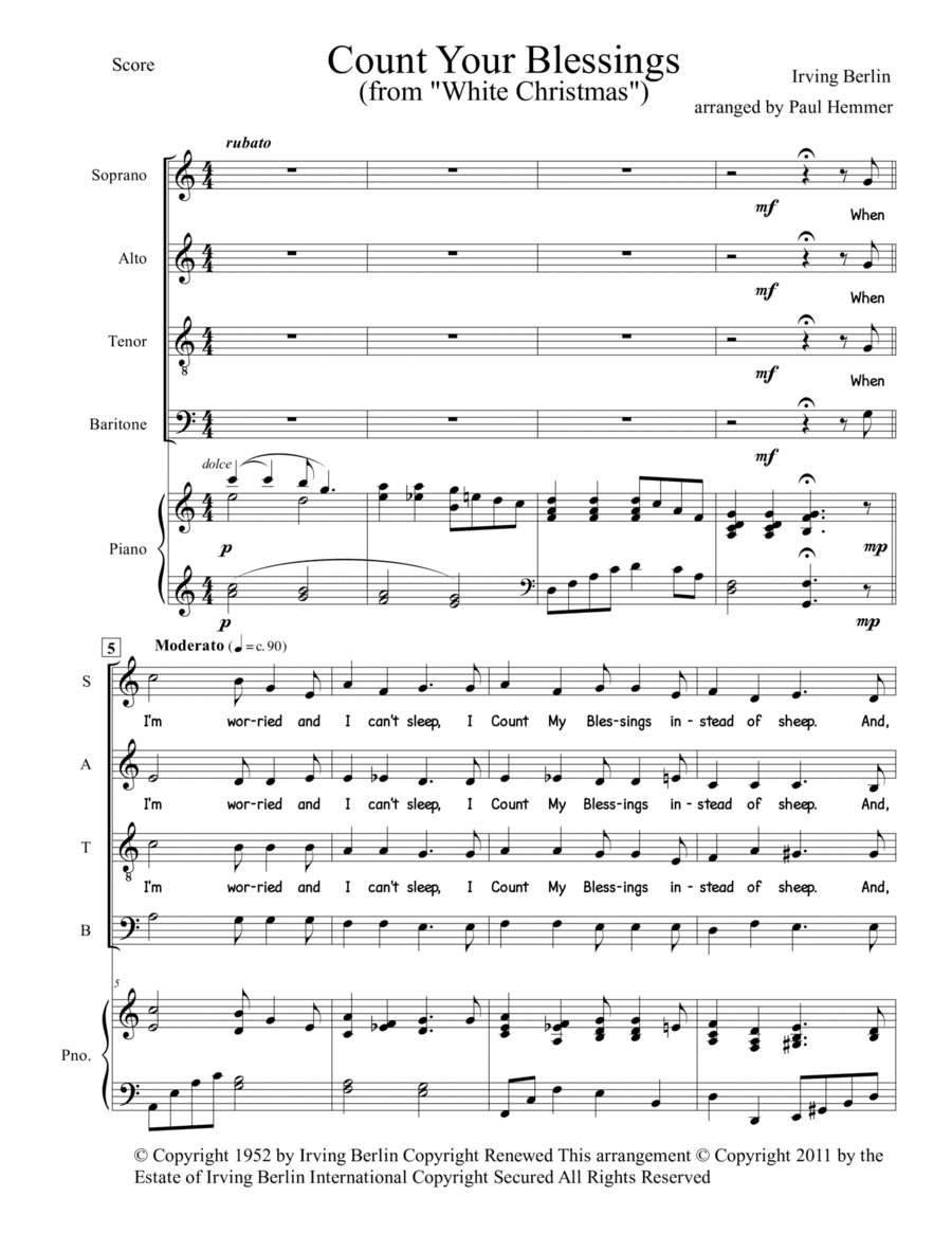 Count Your Blessings Instead Of Sheep (arr. Paul Hemmer)