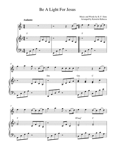 Be A Light For Jesus (English horn solo and piano accompaniment) (arr. Kaiserin Rebecca)