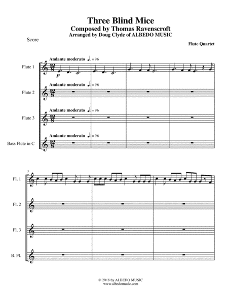 Three Blind Mice for Flute Quartet (arr. Doug Clyde)