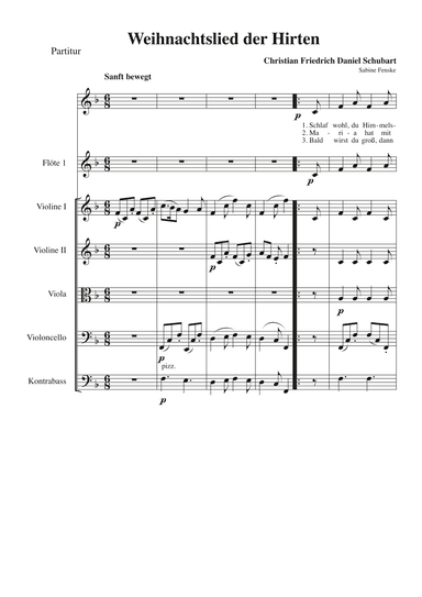 Schubart Christmas song of the shepherds - Score Only (arr. Sabine Fenske)