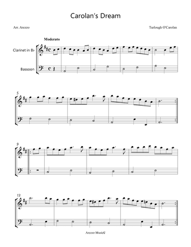 Carolan's Dream - Clarinet and Bassoon (arr. Arezzo Music)