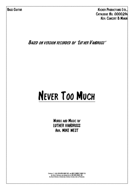 Never Too Much (arr. Mike West)