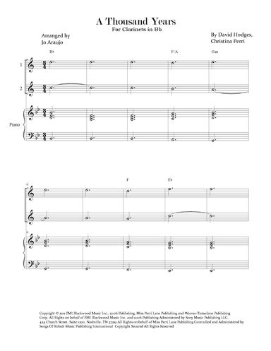 A Thousand Years (arr. Jo Araujo)