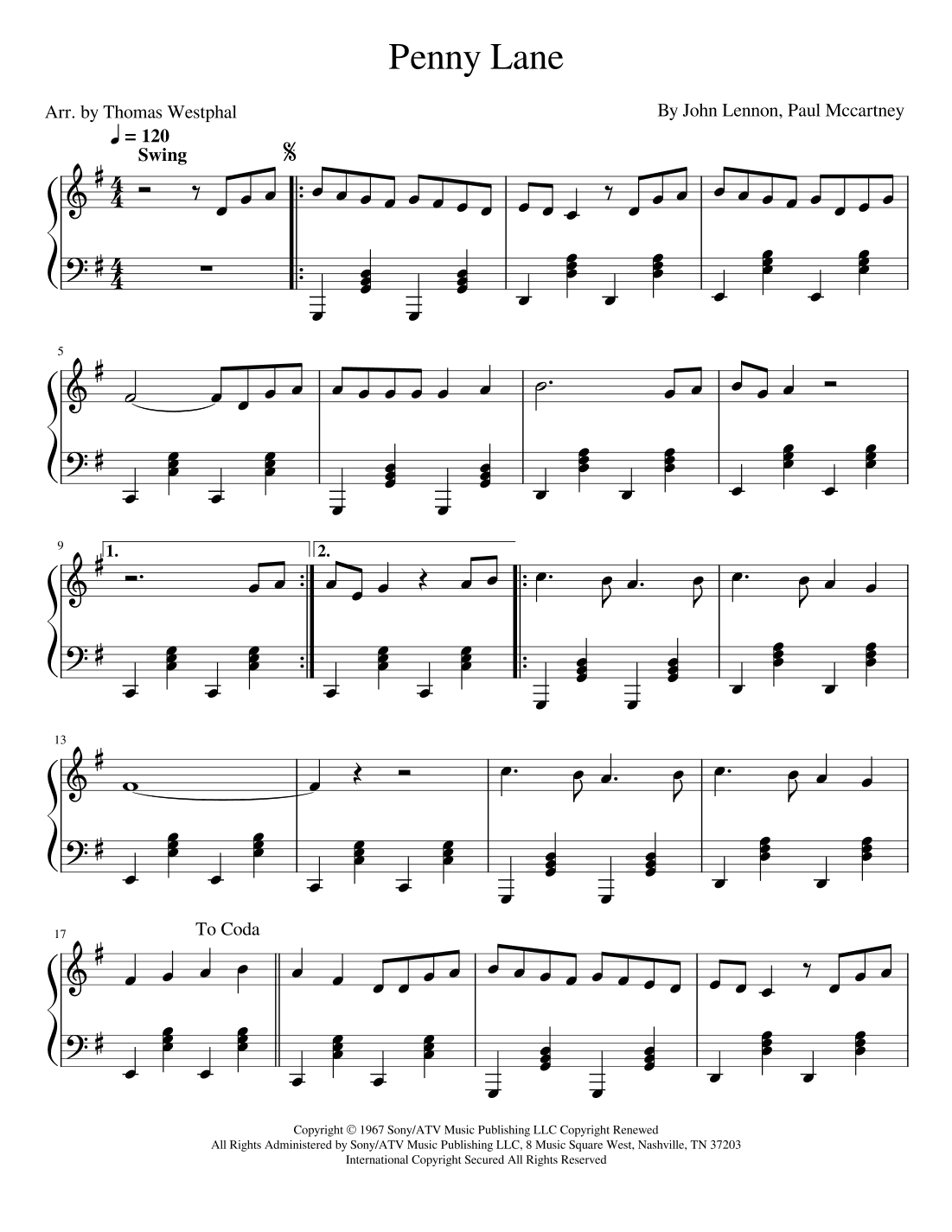 Penny Lane (arr. Thomas Westphal)