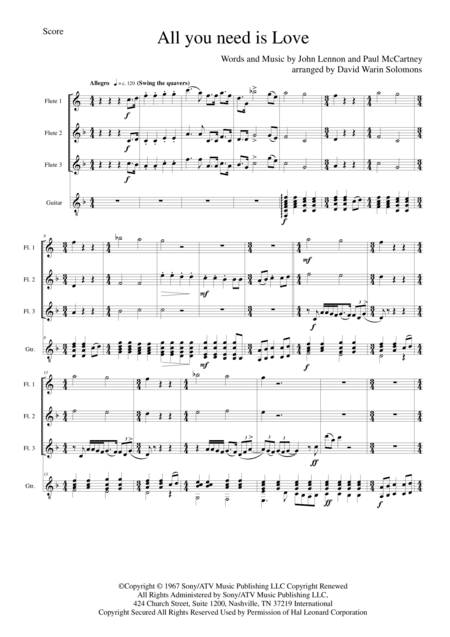 All You Need Is Love (arr. David Warin Solomons)