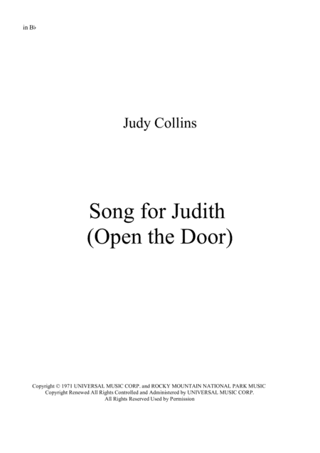 Song For Judith (open The Door) (arr. Anne Rees)