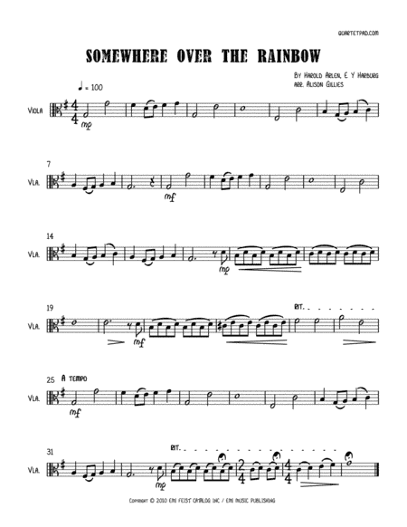 Over The Rainbow (arr. Alison Gillies)