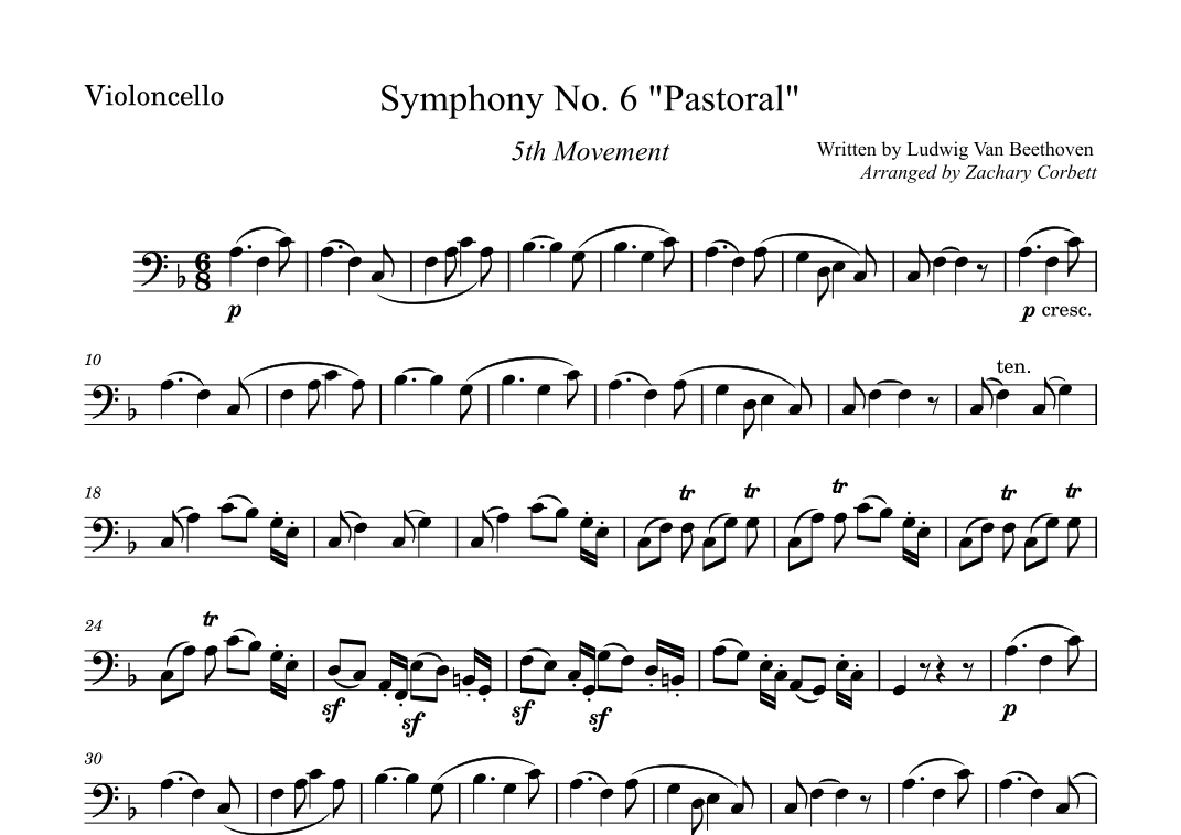 Symphony No. 6 5th Movement (arr. Zachary Corbett)