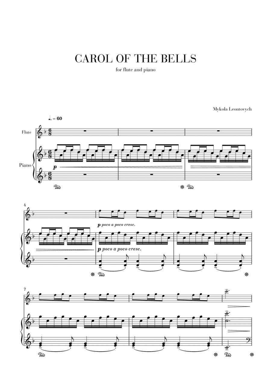 Carol of the Bells - Flute and Piano (Advanced) (arr. Cadenza Editions)