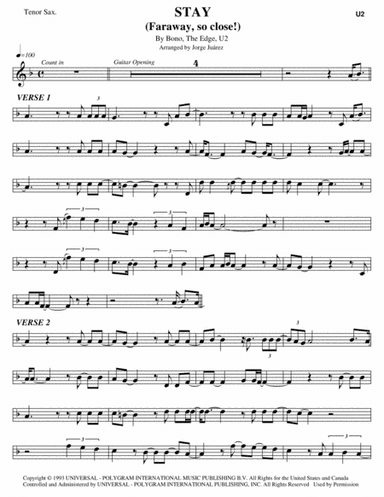 Stay (faraway, So Close!) (arr. Jorge Juárez)