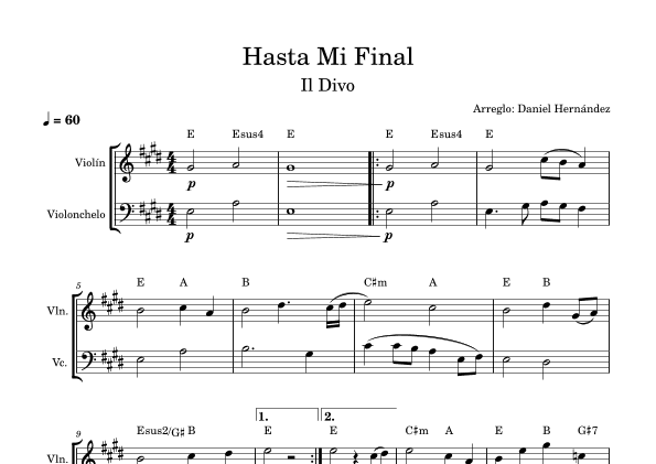 Hasta Mi Final (arr. Daniel Hernandez)