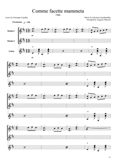 Comme facette mammeta (arr. Augusto Mazzoli)