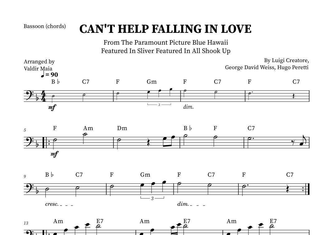 Can't Help Falling In Love (arr. Valdir Maia)