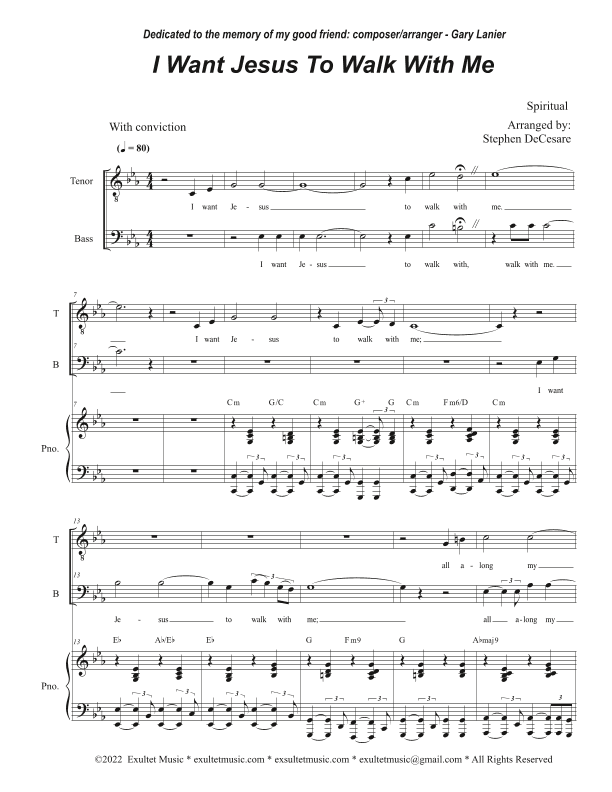 I Want Jesus To Walk With Me (Duet for Tenor and Bass solo) (arr. Stephen DeCesare)