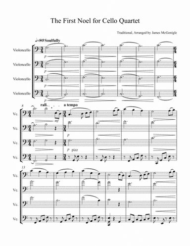 The First Noel - For Cello Quartet (arr. James McGonigle)