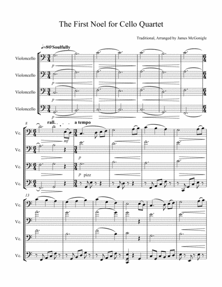 The First Noel - For Cello Quartet (arr. James McGonigle)