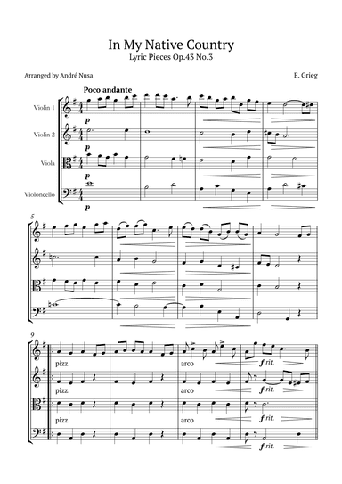 Lyric Pieces Op.43 No.3 (arr. André Nusa)