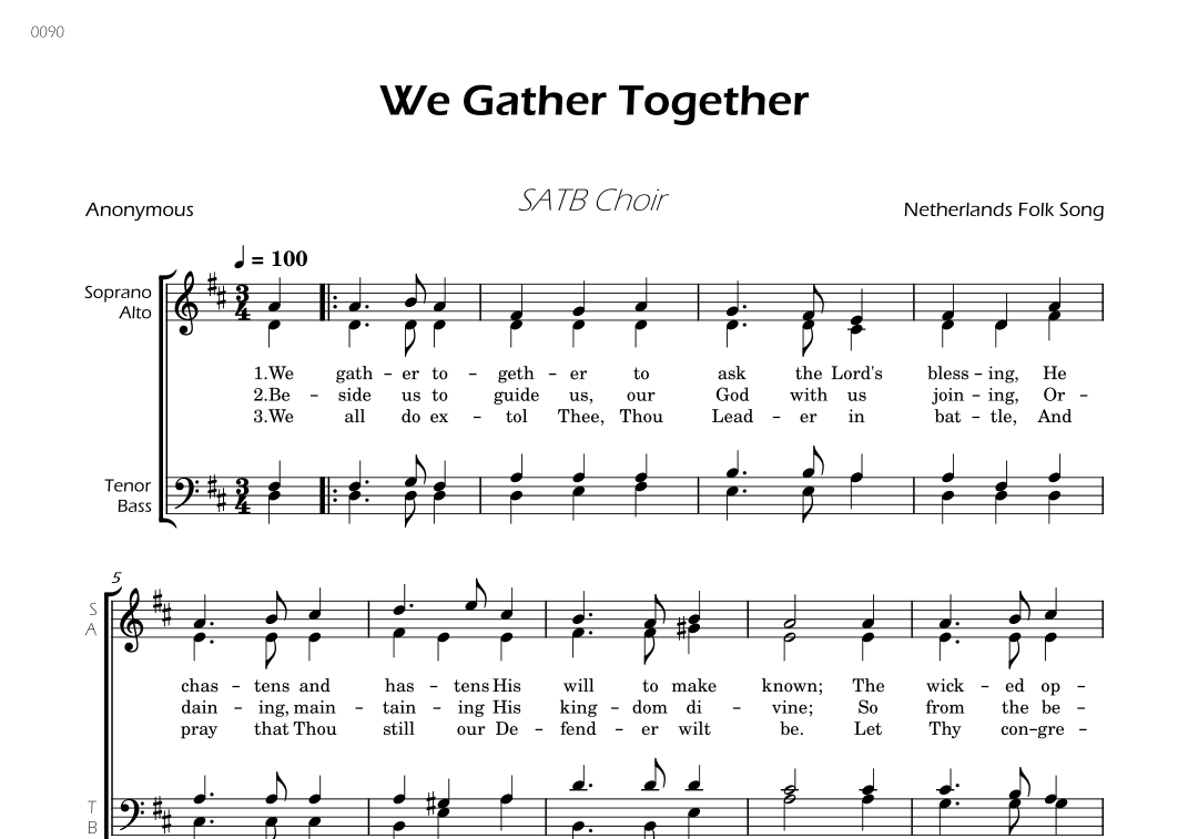 We Gather Together - SATB Choir (arr. César Madeira)