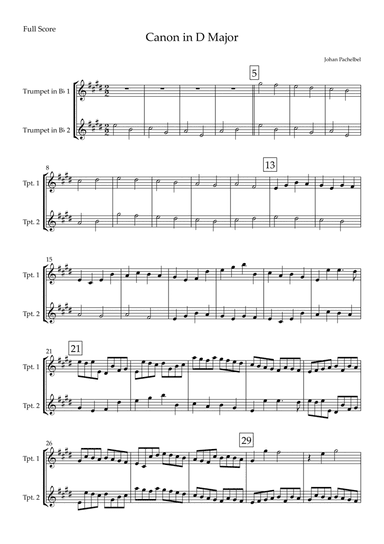 Canon in D Major (Johann Pachelbel) for Trumpet in Bb Duo (arr. Fabio Britto)