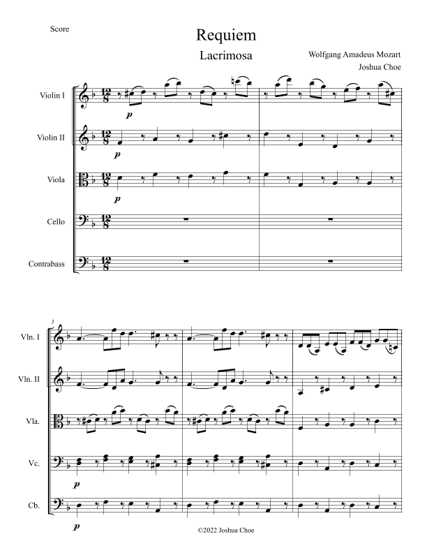 Requiem: Lacrimosa (arr. Joshua Choe)