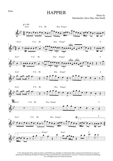 Happier (arr. The Sheet Music Library)