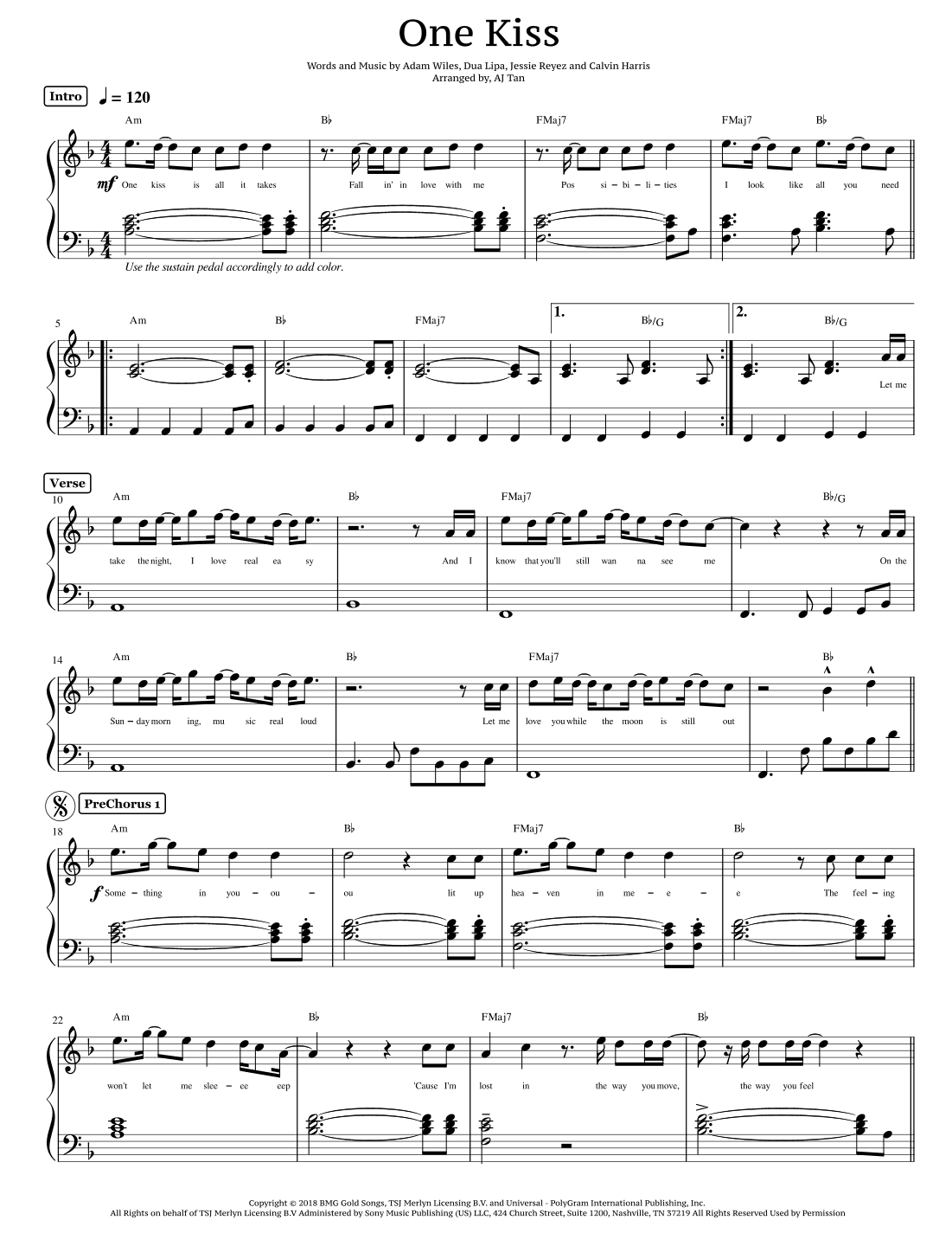 One Kiss (arr. AJ Tan)