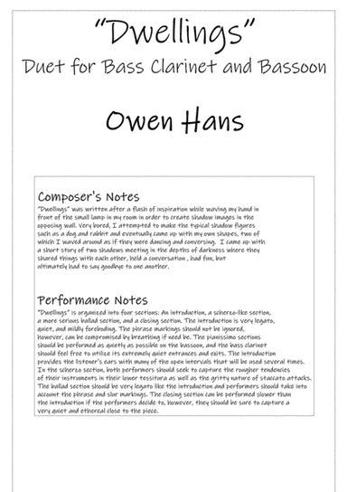 Dwellings - Bass Clarinet and Bassoon Duet