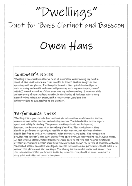 Dwellings - Bass Clarinet and Bassoon Duet
